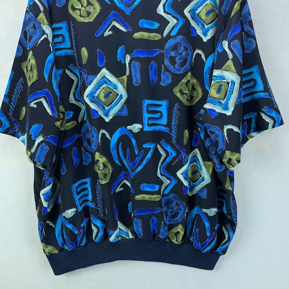 **SOLD**Alan Stuart Shirt Mens XXL 2XL Blue Abstract Art Pullover Banded Pocket - Picture 7 of 13